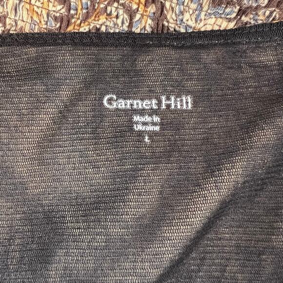 GARNET HILL Easy Smocked Maxi Dress Floral Print in Brown and Blue Women's Large - Picture 14 of 14